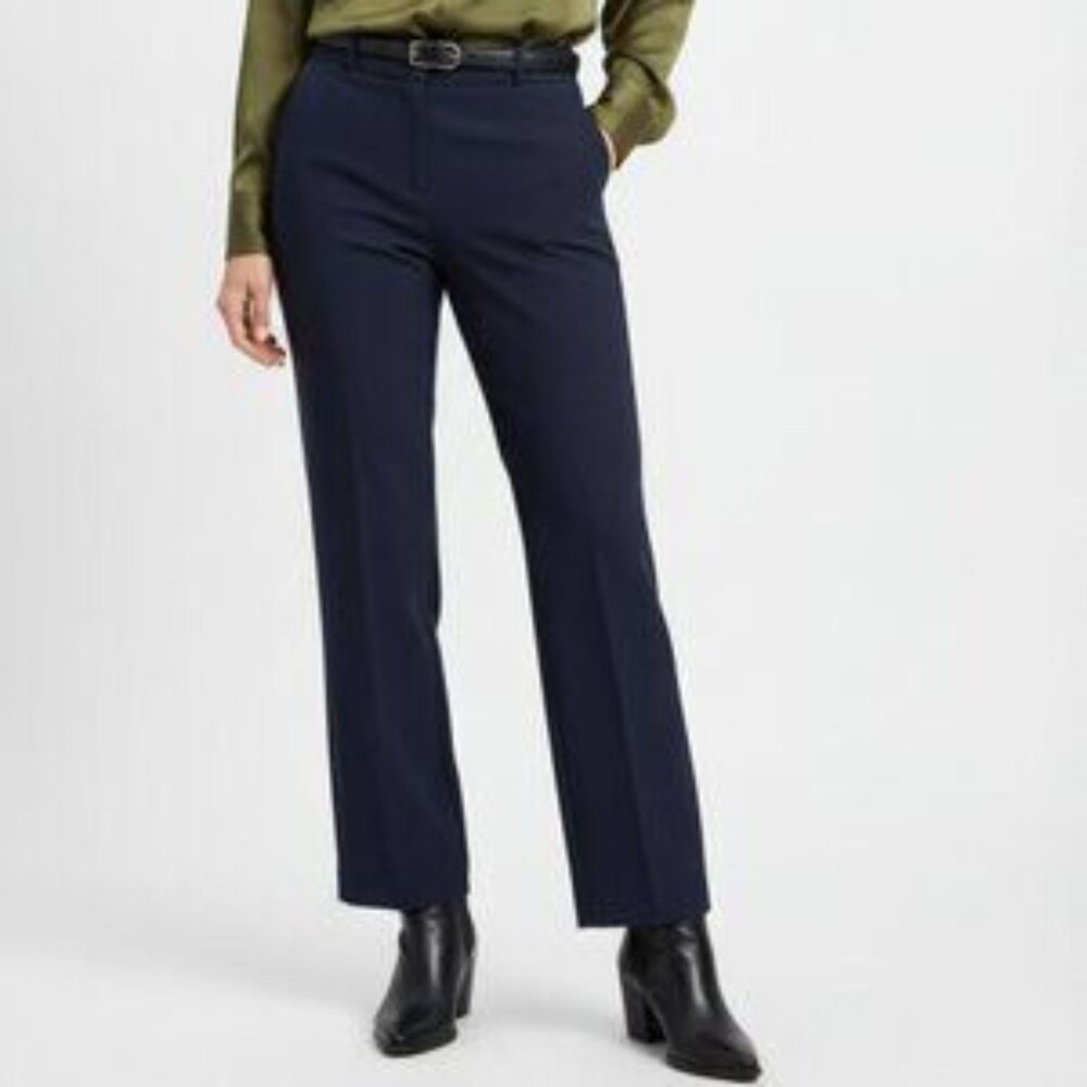 Misook Blue Knit Ribbed Full Length Straight Leg Pants 12
